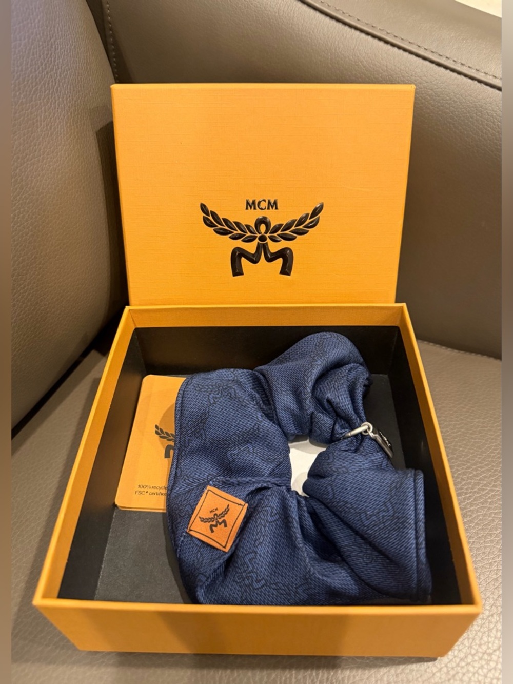 MCM Lauretos Monogram Scrunchie NIB